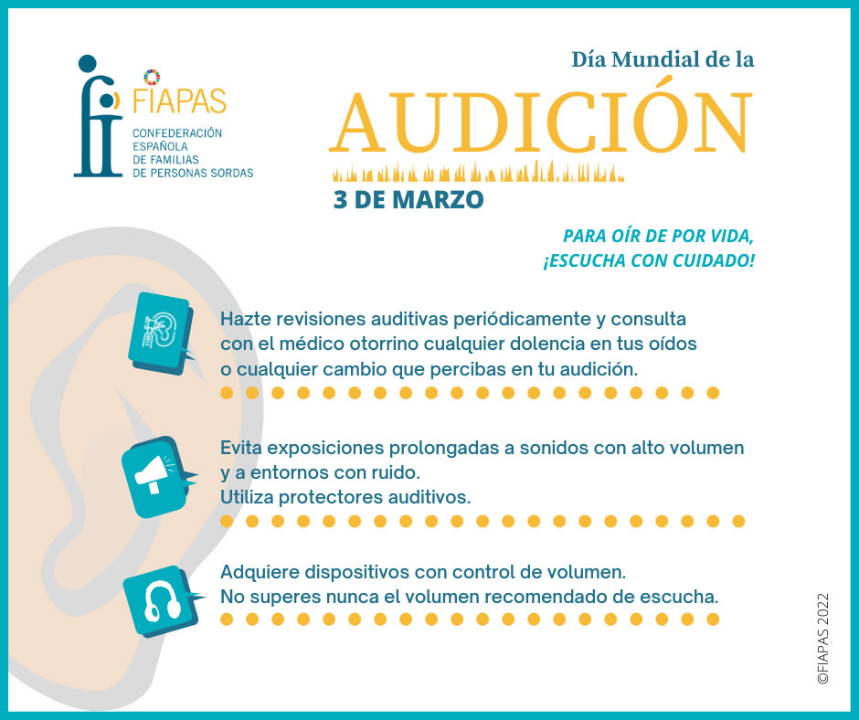 Prevención y cuidado de la audición para oir de por vida 1 Consejos Día Mundial de la Audición